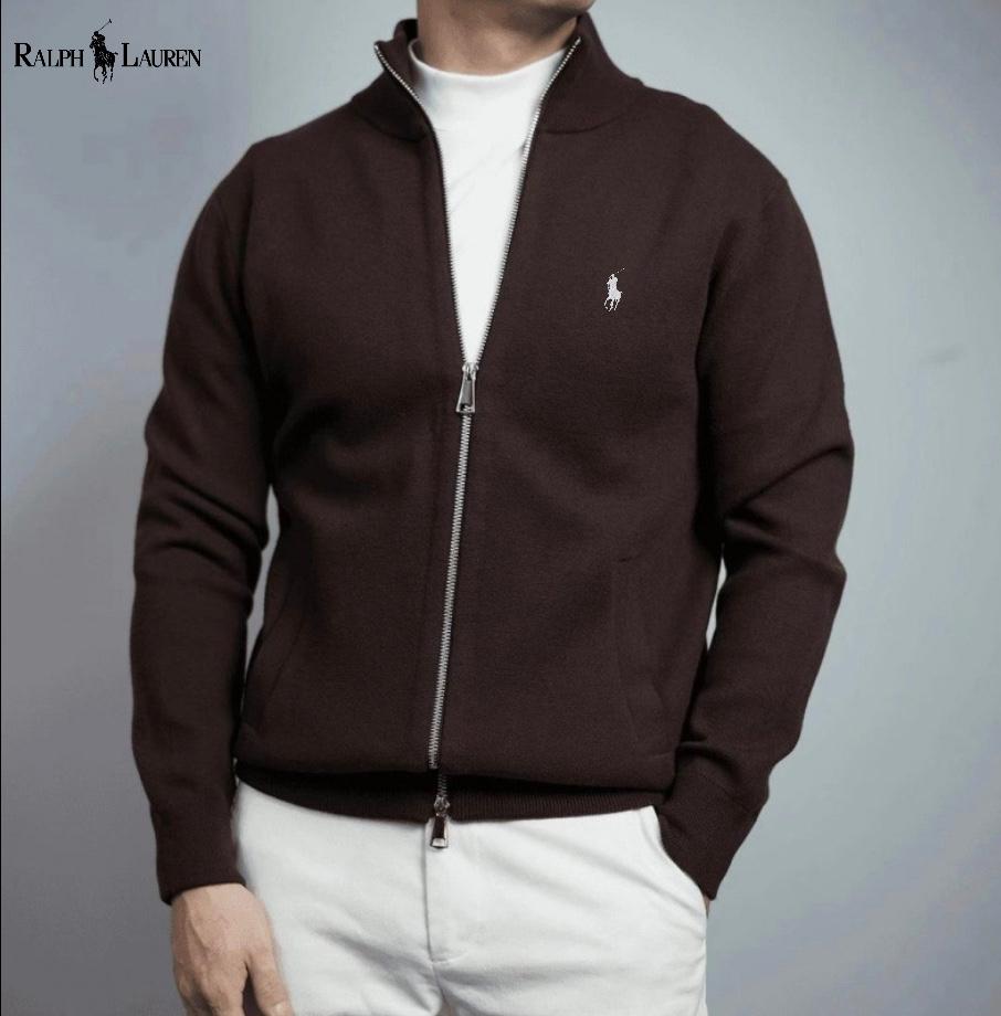 Herren Pullover aus Wolle mit durchgehendem Reißverschluss